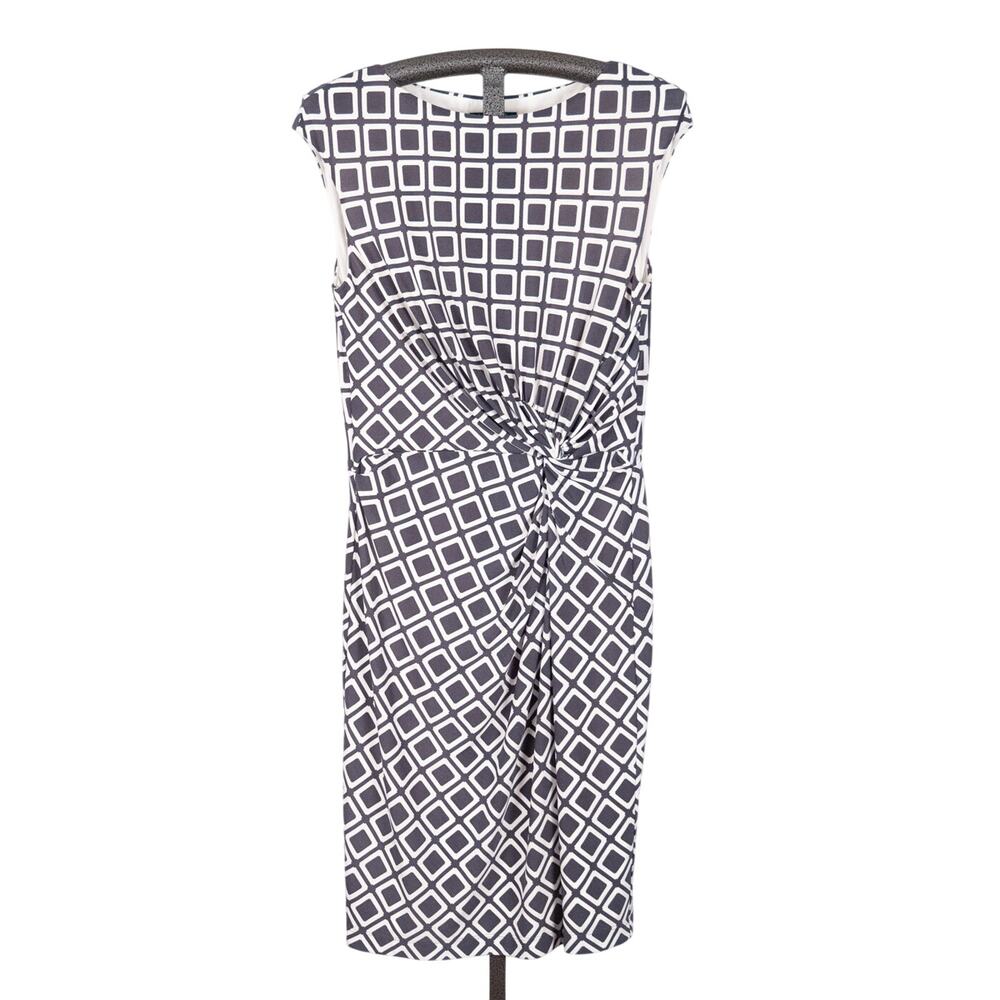 Lauren Ralph Lauren Dress Women's SZ 16 Geometric Print Gray & White AO Squares